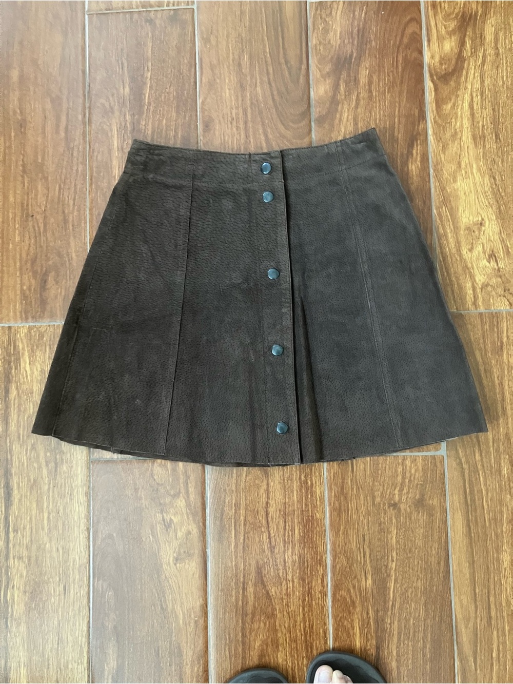 Wet Seal Dark Brown Front-Button A-Line Mini Skirt